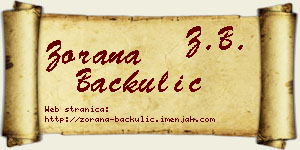 Zorana Bačkulić vizit kartica